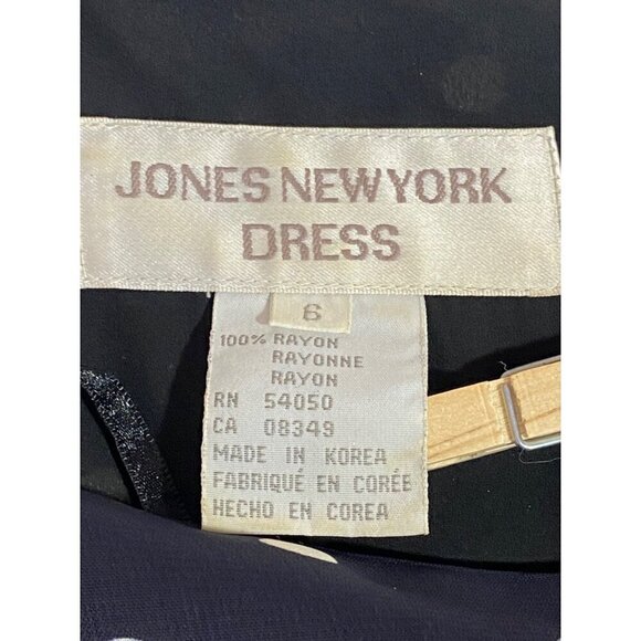 Jones New York Navy Blue & White Polka Dot Ruffle Tiered Dress Women’s Size 6 - Picture 5 of 11